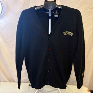 SPAO Harry Potter Button Black Cardigan Medium V-Neck Hogwarts Embroidered